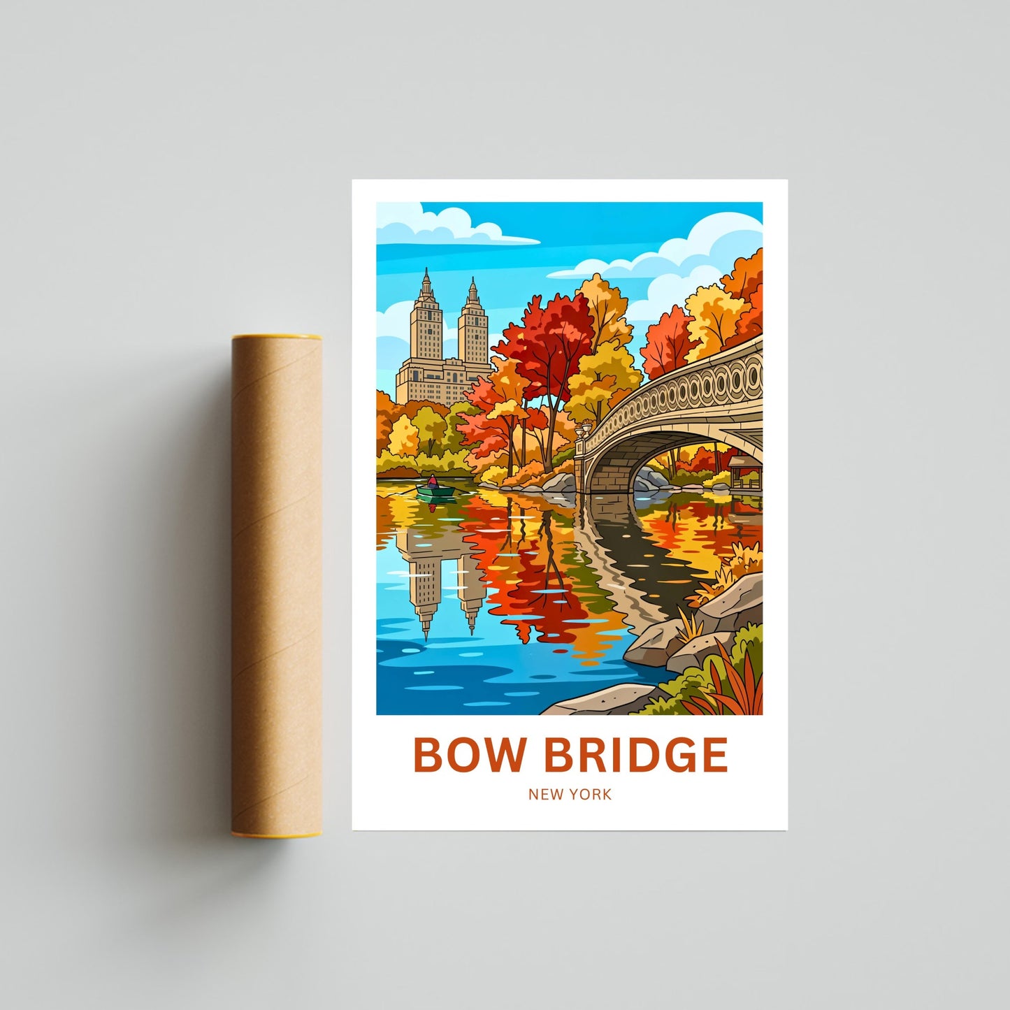 Bow Bridge  Travel Poster - Quiet Beauty in the City
