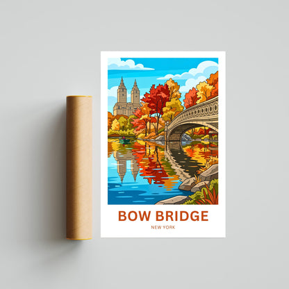 Bow Bridge  Travel Poster - Quiet Beauty in the City