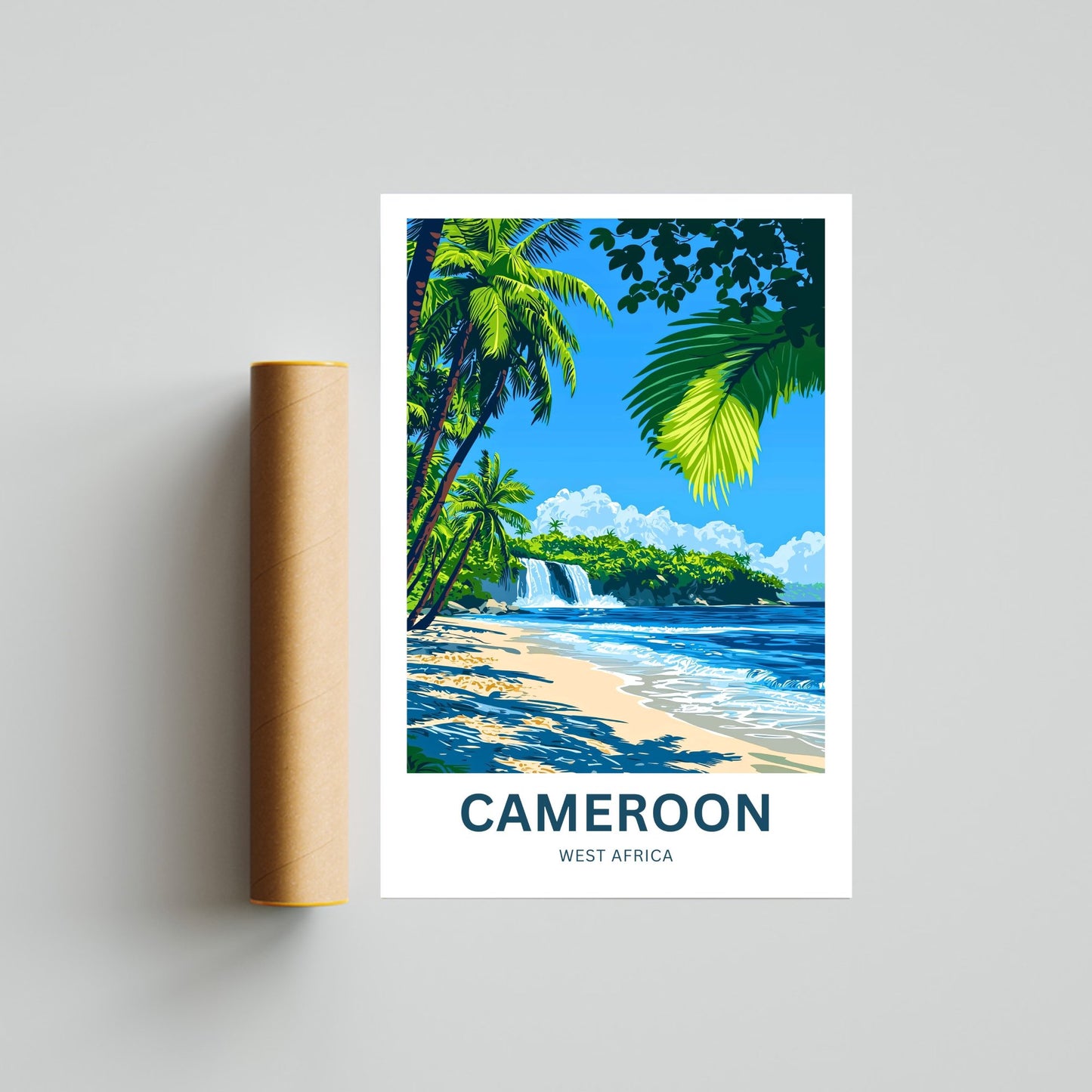 Cameroon Travel Poster  - Stunning Falls in West Africa
