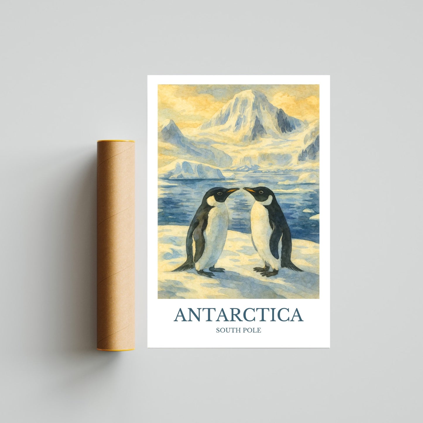 Antarctica, Watercolor design poster, South Pole Print, Antarctica Wall Art