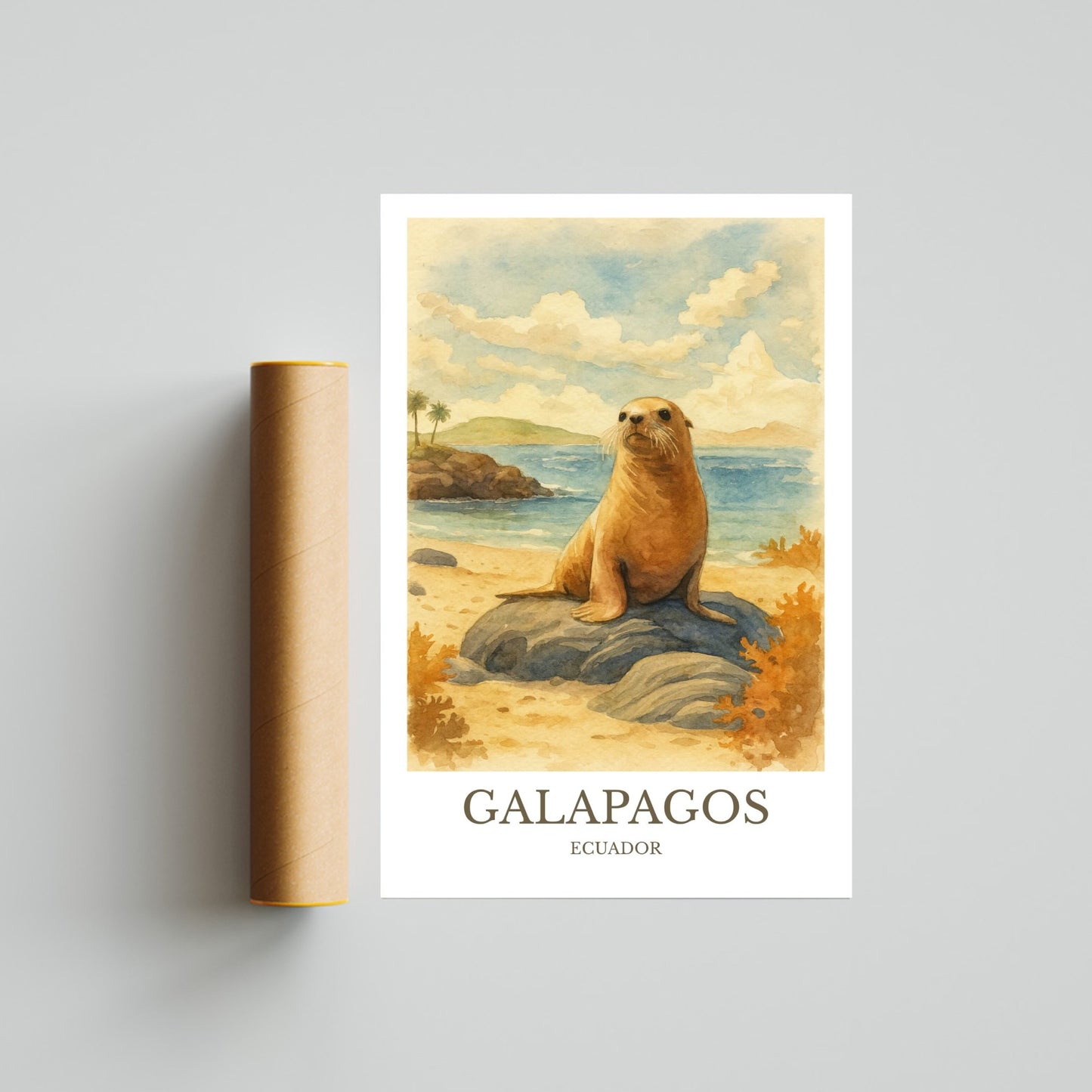 Galápagos Islands, Watercolor design poster, Ecuador Print, Galápagos Wall Art