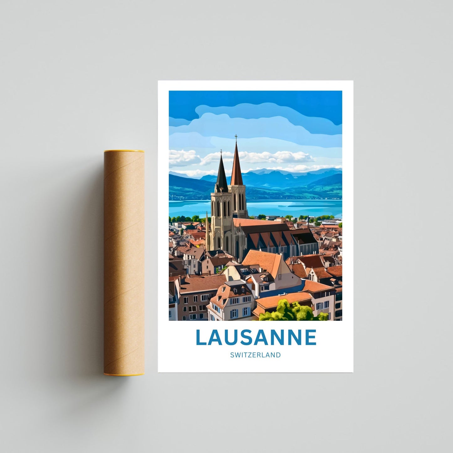 Lausanne Travel Poster- Jewel of Lake Geneva