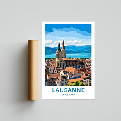 Lausanne Travel Poster- Jewel of Lake Geneva