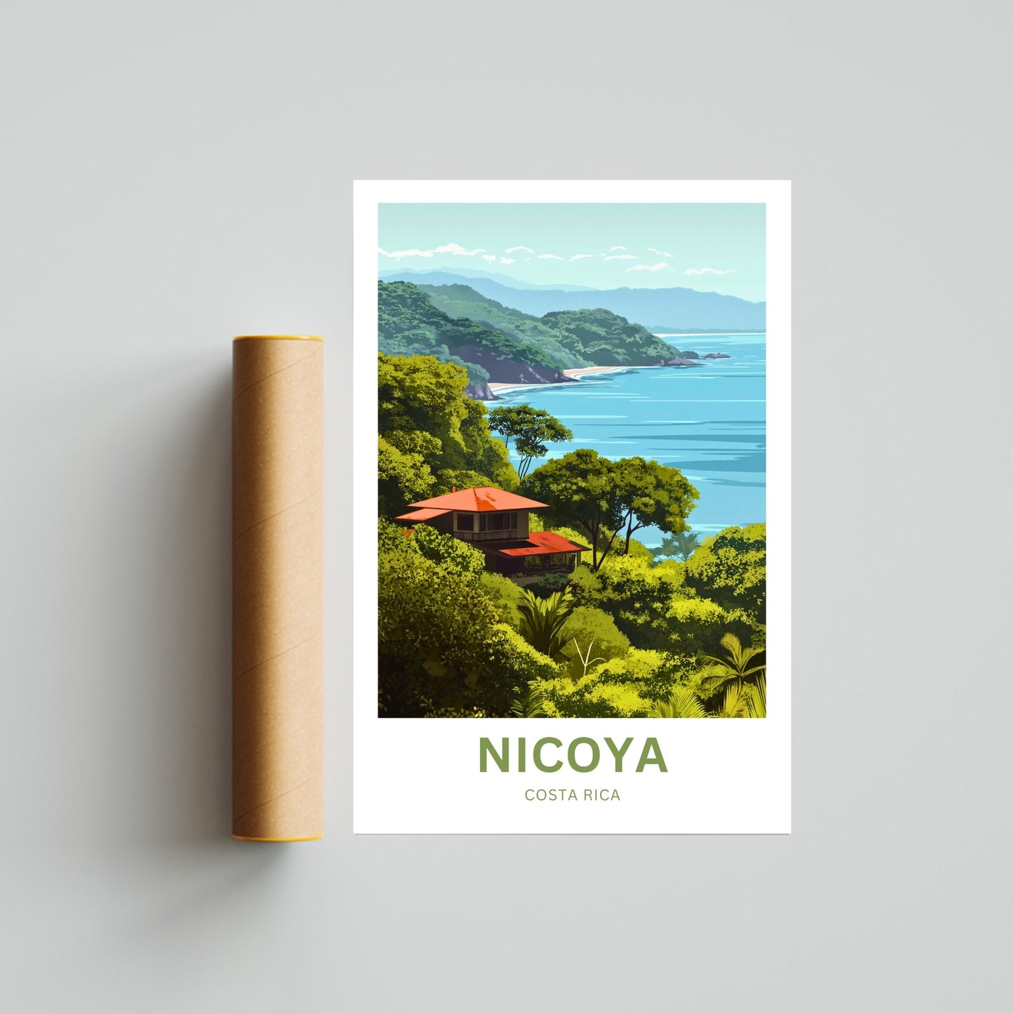 Nicoya, Costa Rica Travel Poster  -Echoes of the Rainforest