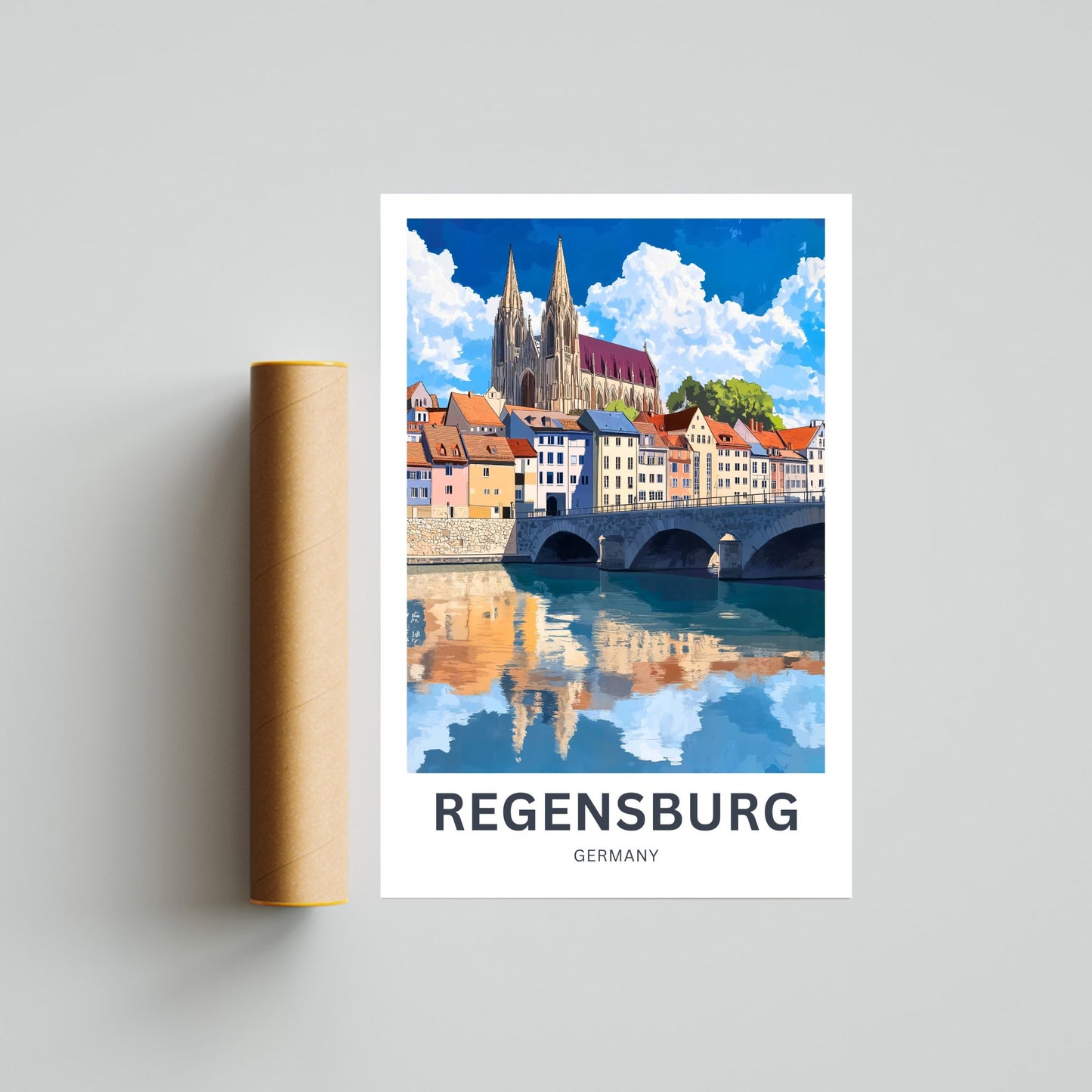 Regensburg Travel Poster -  A Medieval Masterpiece