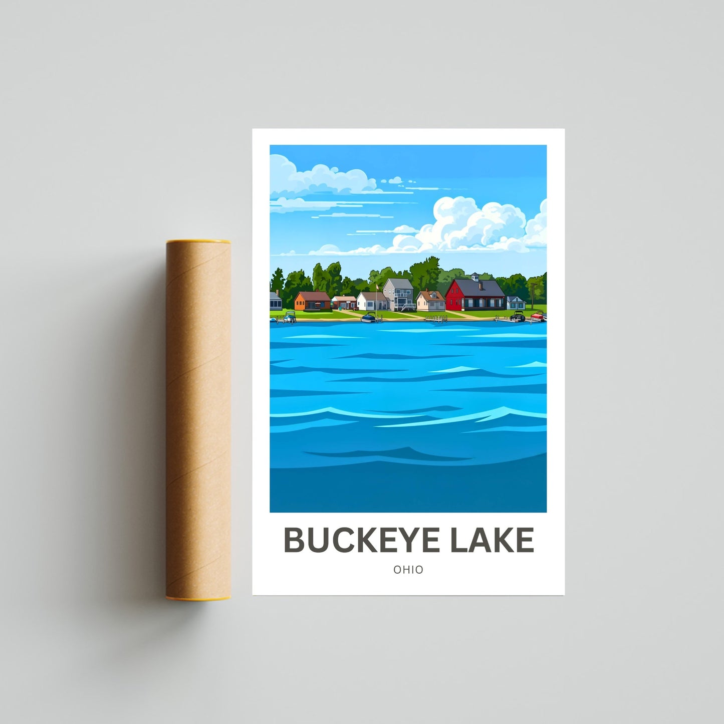 Buckeye Lake Travel Poster -  Lake Houses