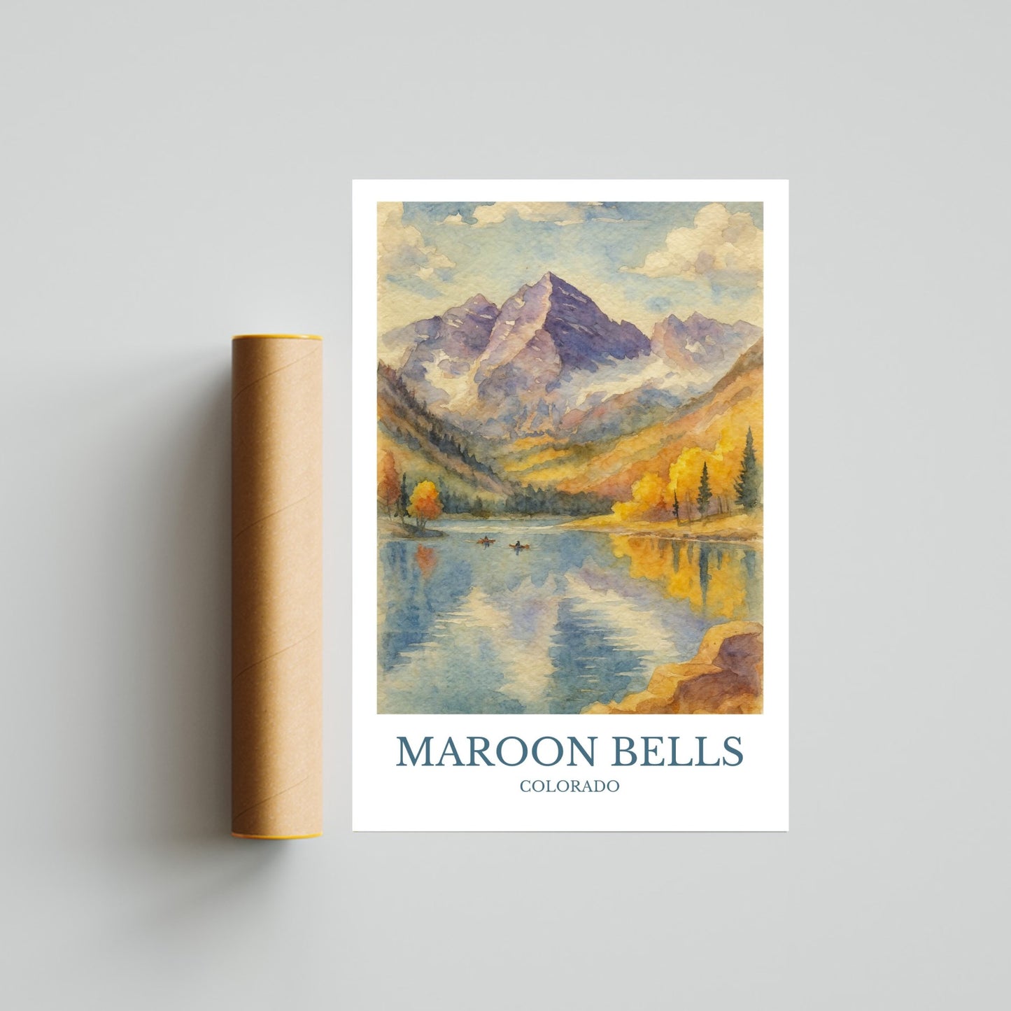 Maroon Bells, Watercolor design poster, Colorado Print, Maroon Bells Wall Art