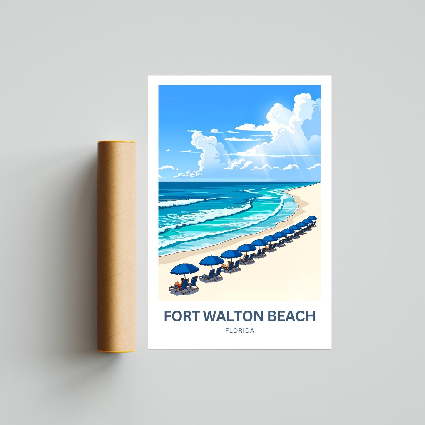 Fort Walton Beach Travel Poster - Ocean Views & Good Vibes Vacay