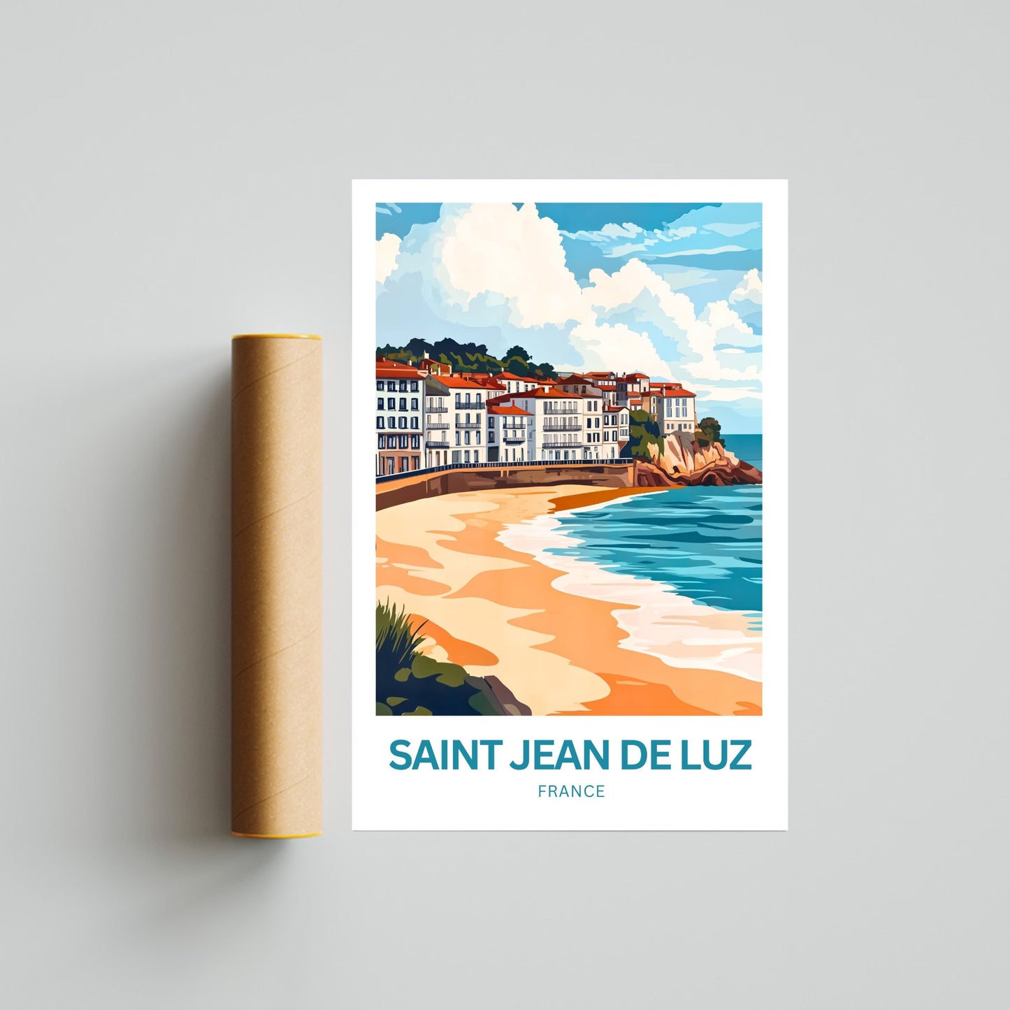 Saint-Jean-de-Luz Travel Poster - Stunning Seaside France Town View
