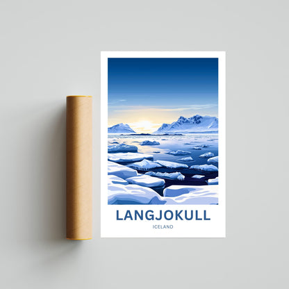 Langjökull Travel Poster - Mesmerizing White Silence