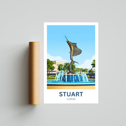 Stuart, Florida  Travel Poster - Where the Sailfish Rises