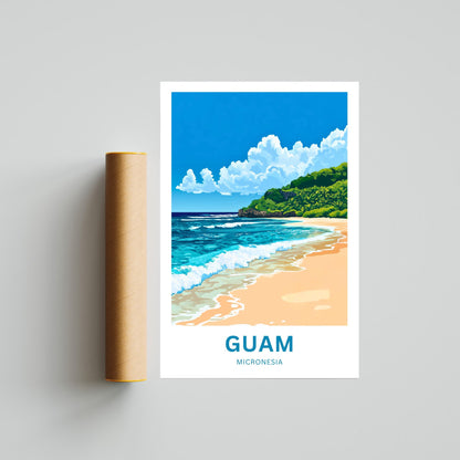 Guam Travel Poster - Breathtaking Serene View of Guam Beach