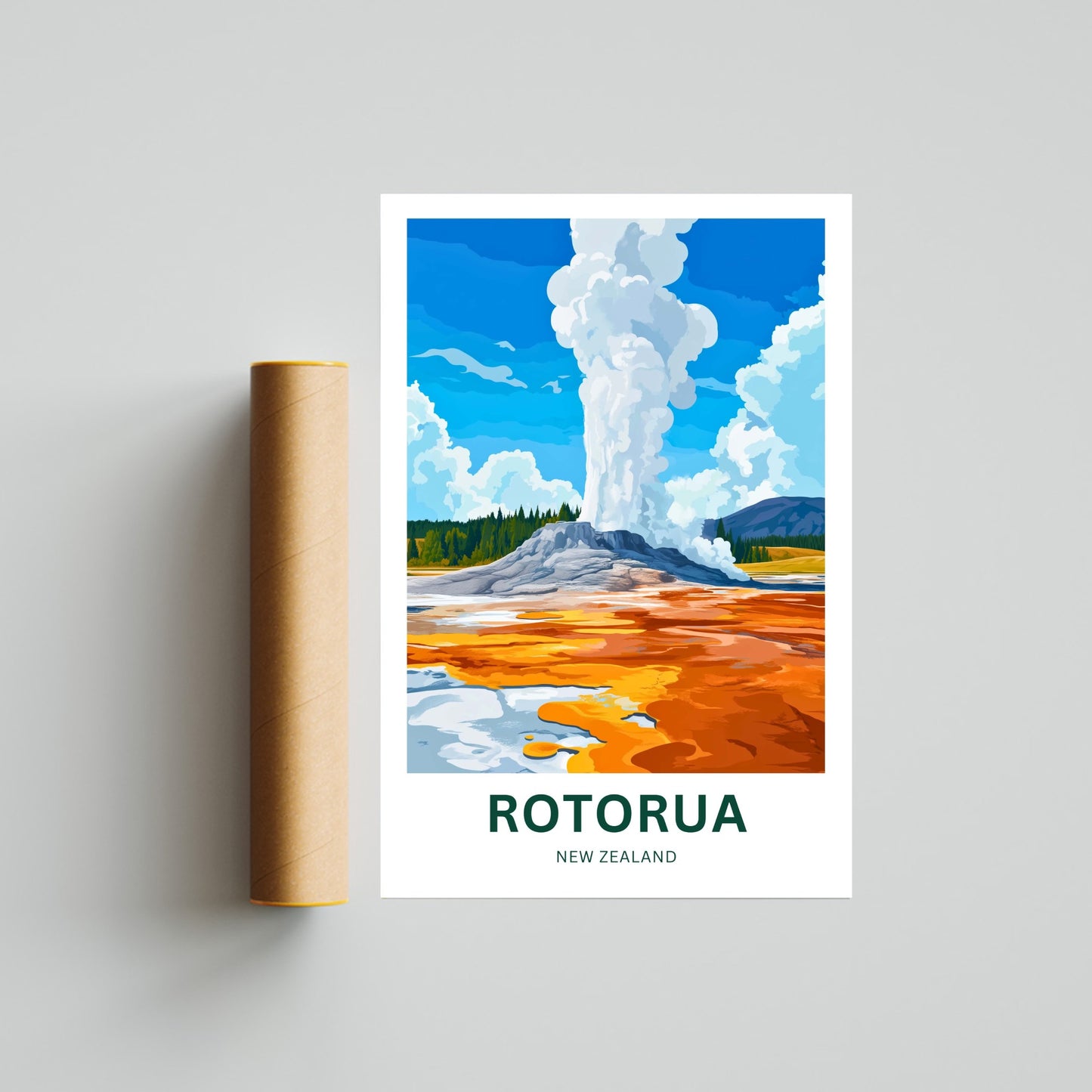 Rotorua Travel Poster - New Zealand’s Thermal Heart