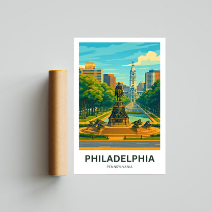 Philadelphia Travel Poster - Rocky Step view of Pennsylvania
