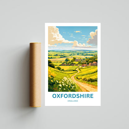 Oxfordshire Travel Poster - Captivating England Rolling Hills and Villages