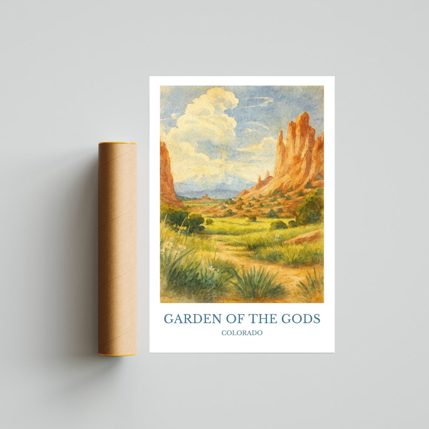 Garden of the Gods, Watercolor design poster, Colorado Print, Garden of the Gods Wall Art