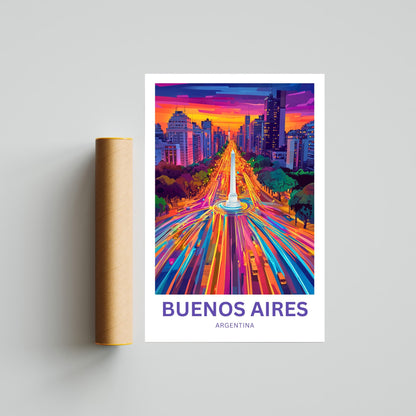 Buenos Aires Travel Poster - Vibrant Streets of Story and Soul
