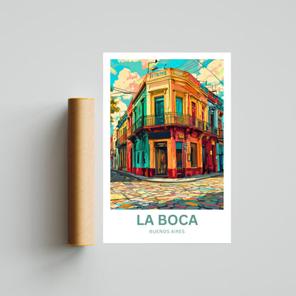 La Boca Travel Poster - Home of Passion and Paint