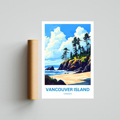 Vancouver Island Travel Poster - Whispering Pines by the Sea