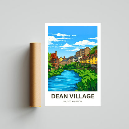 Dean Village Travel Poster - Serene River