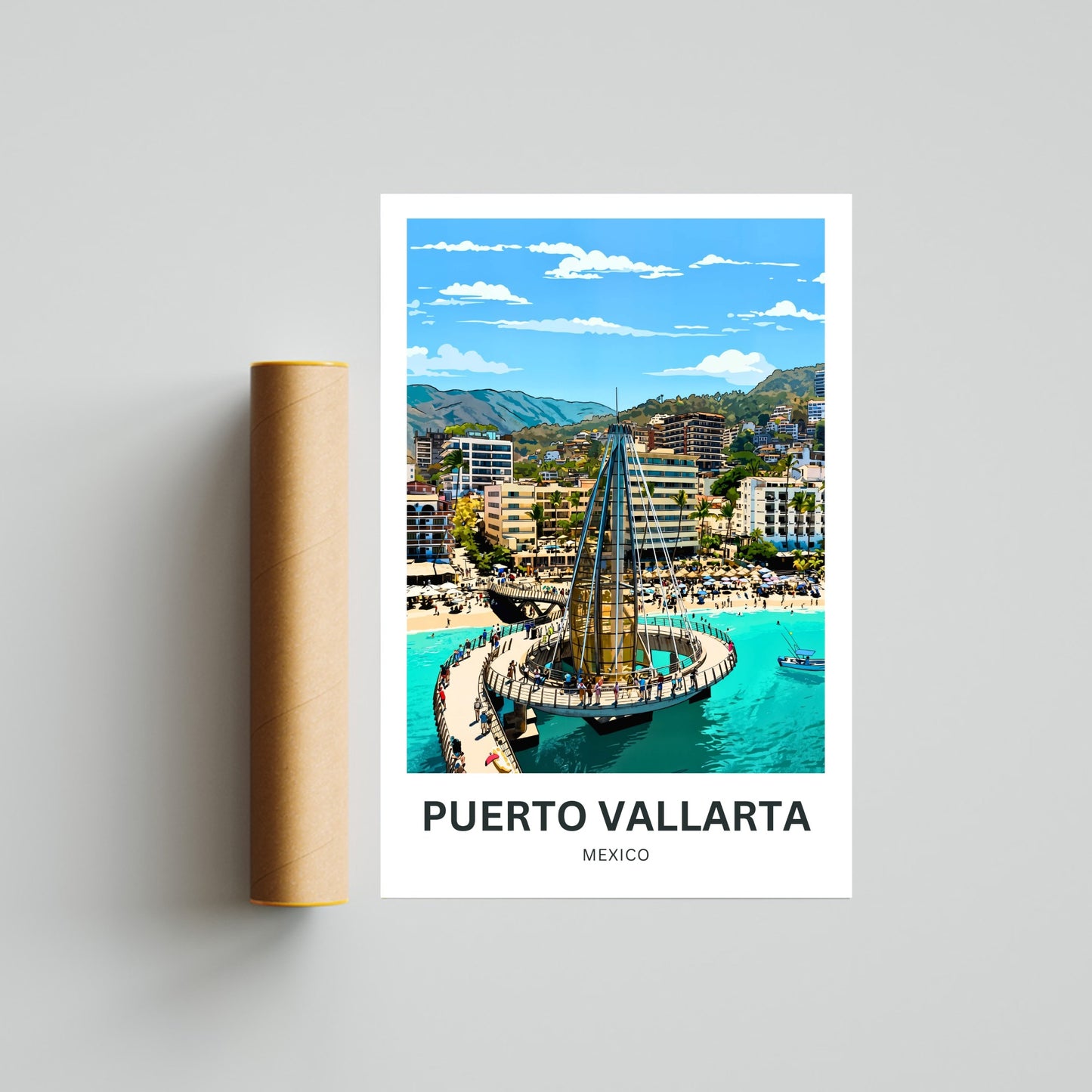 Puerto Vallarta  Travel Poster - Los Muertos Pier