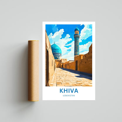 Khiva Travel Poster -  A City of Blue and Brick