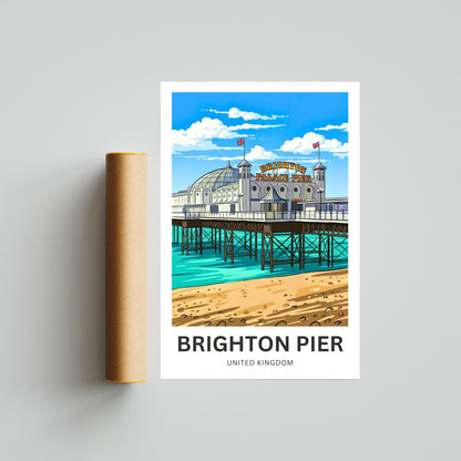 Brighton Pier Travel Poster - Vibrant Seaside Life