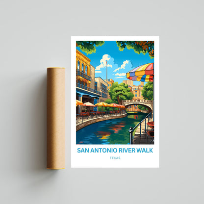 San Antonio River Walk Travel Poster