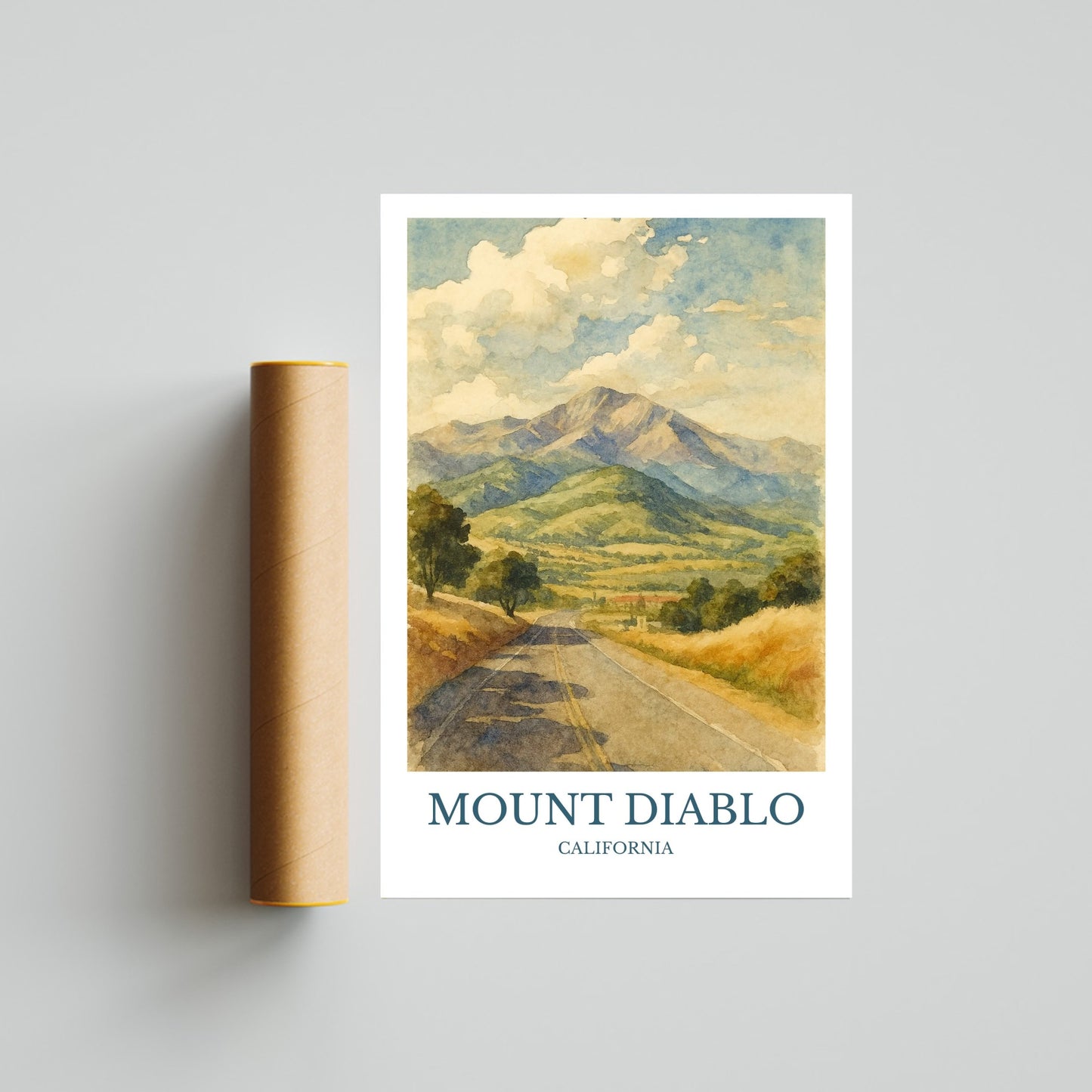 Mount Diablo, Watercolor design poster, California Print, Mount Diablo Wall Art
