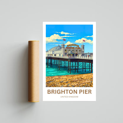 Brighton Pier Travel Poster - Coastal Carnival