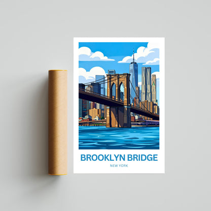 Brooklyn Bridge Travel Poster -  Skyline Over the Bridge