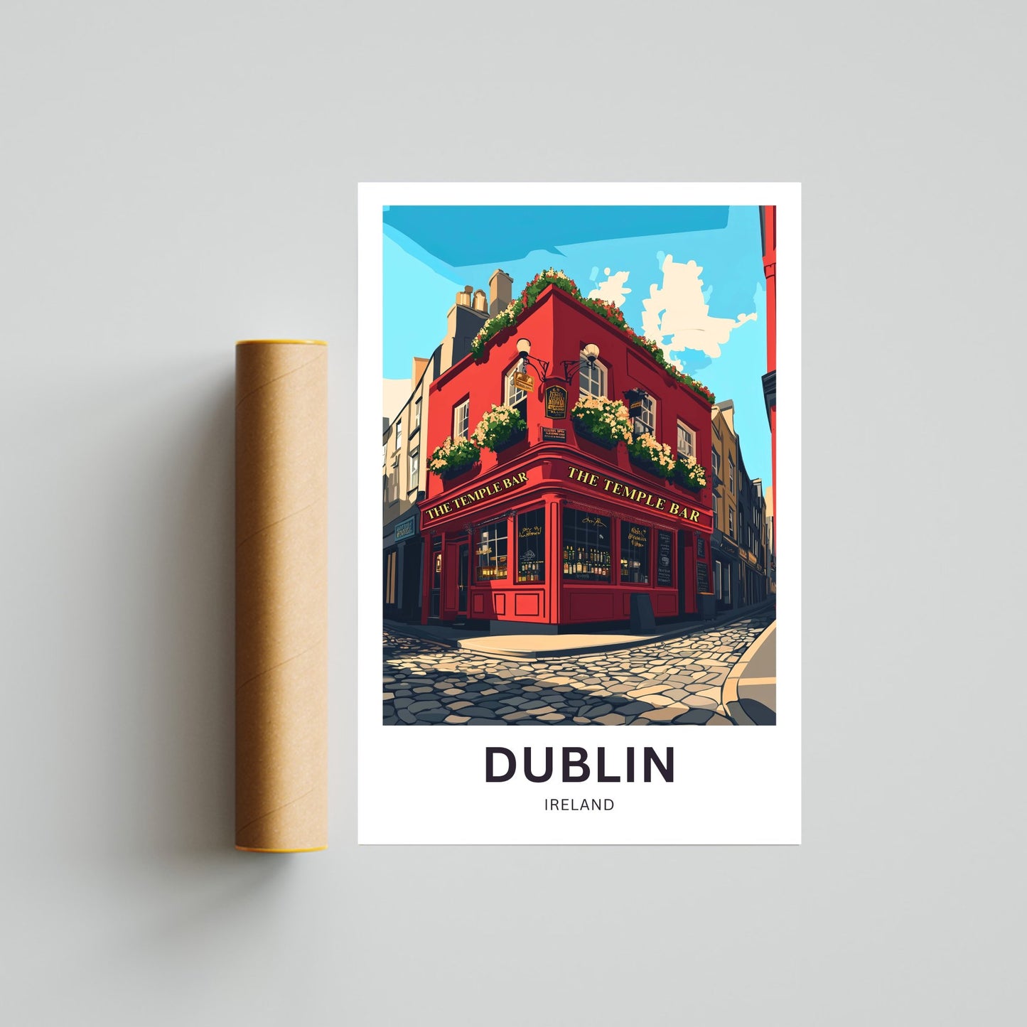 Dublin Travel Poster- The Iconic Temple Bar Ireland