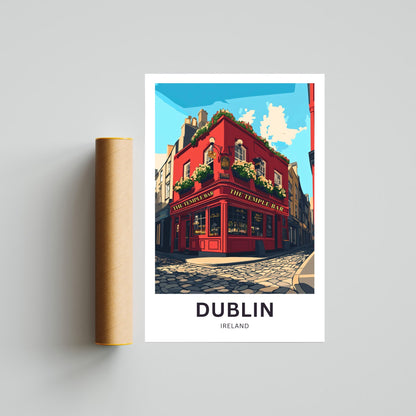 Dublin Travel Poster- The Iconic Temple Bar Ireland
