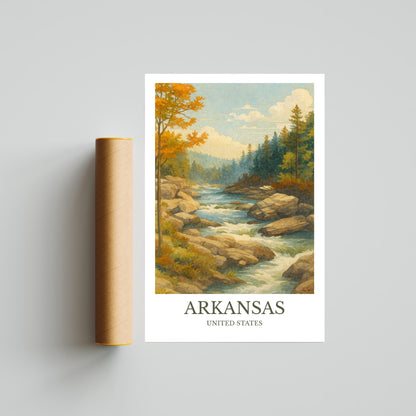 Arkansas, Watercolor design poster, United States Print, Arkansas River Wall Art