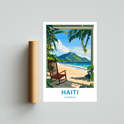 Haiti Travel Poster - Golden Dunes & Azure Seas