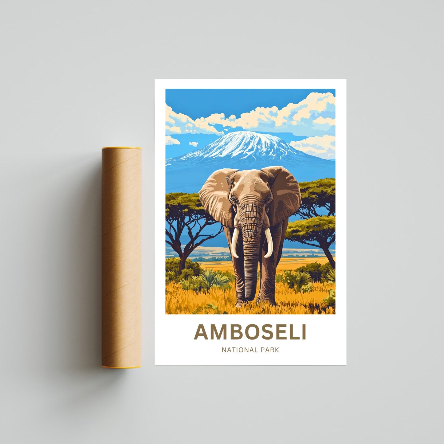 Amboseli National Park Travel Poster  - Kenya