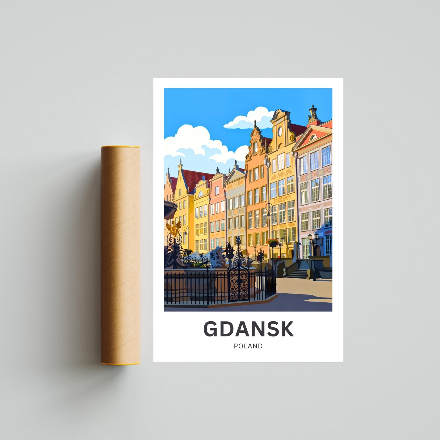 Gdańsk  Travel Poster - Captivating Pastel Facades