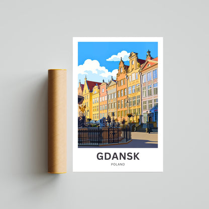Gdańsk  Travel Poster - Captivating Pastel Facades