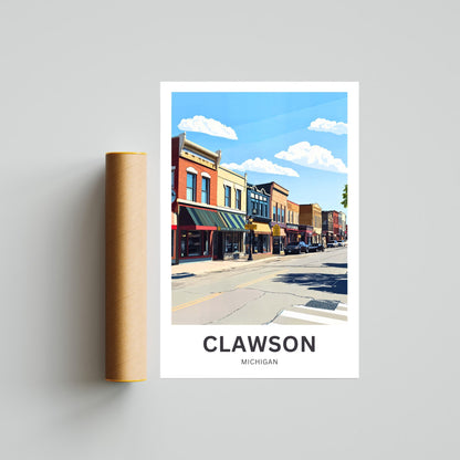 Clawson Travel Poster - Small Town, Big Heart – Michigan