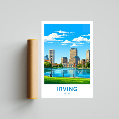 Las Colinas Irving, Texas Travel Poster - Beautiful Day View