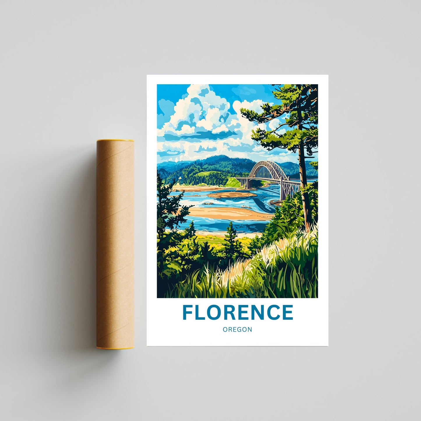 Florence Travel Poster - Captivating Oregon River View