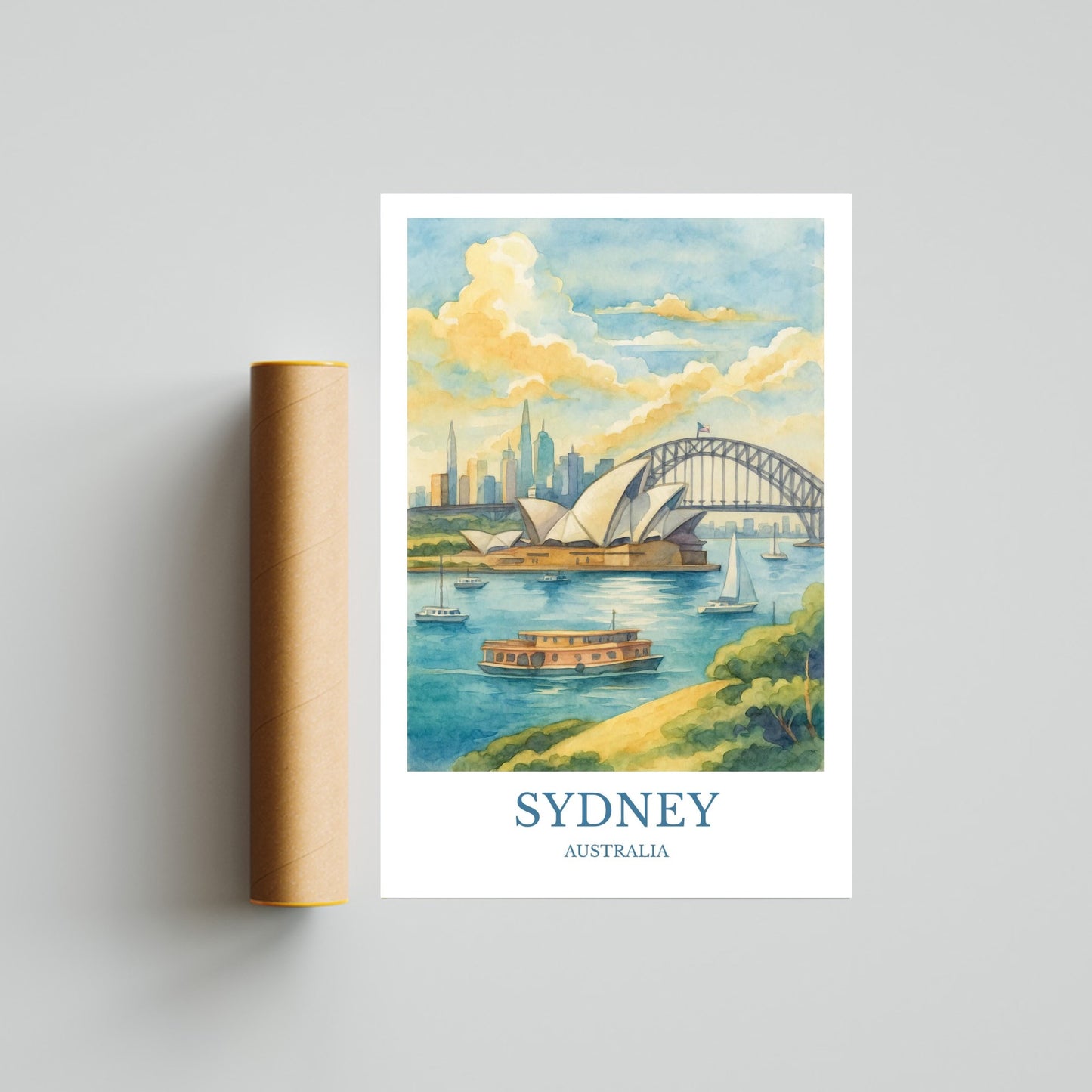 Sydney, Watercolor design poster, Australia Print, Sydney Wall Art