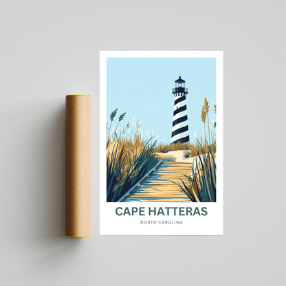 Cape Hatterras Travel Poster - Vibrant Coastal Wildlife