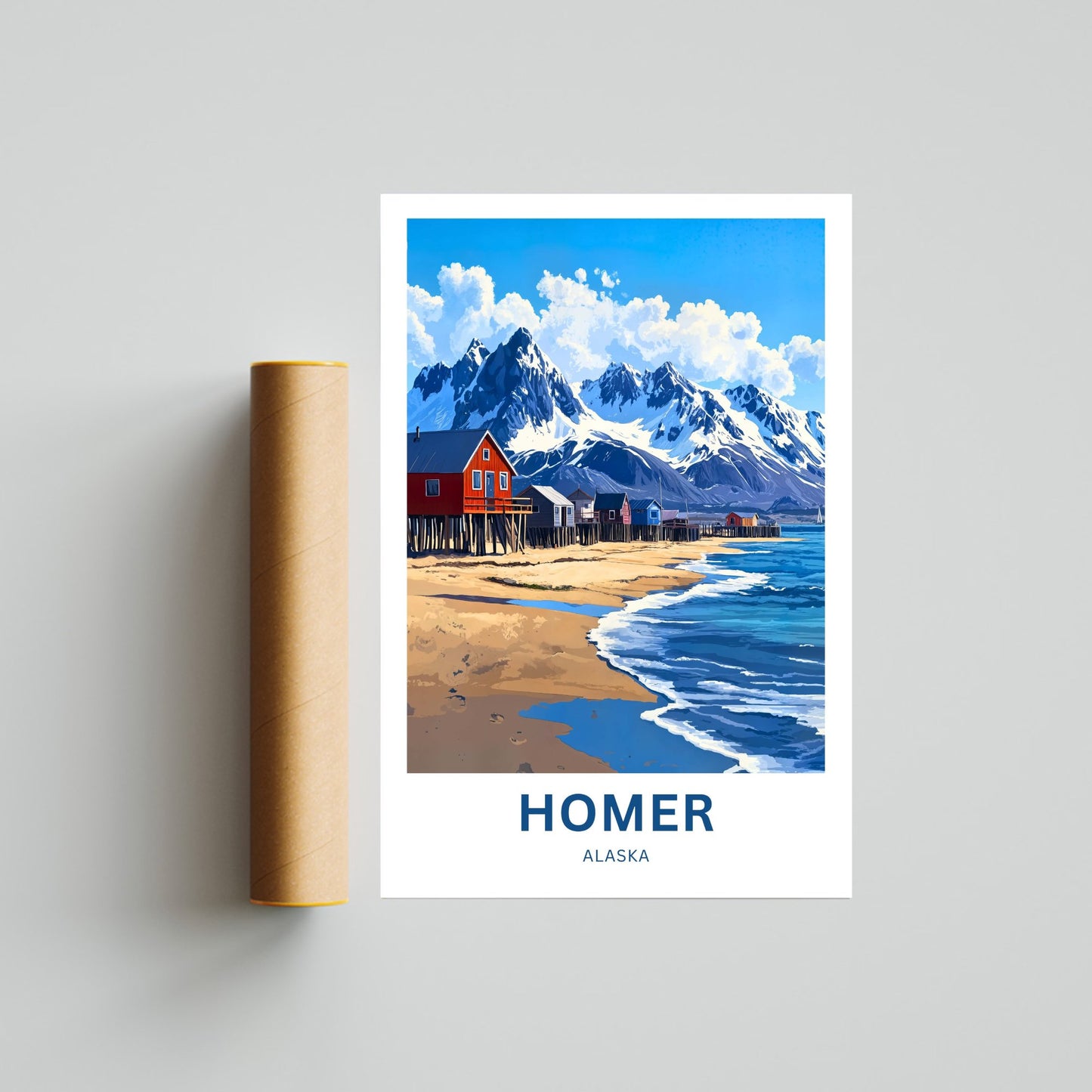 Homer Travel Poster - Breathtaking Alaska Peaks