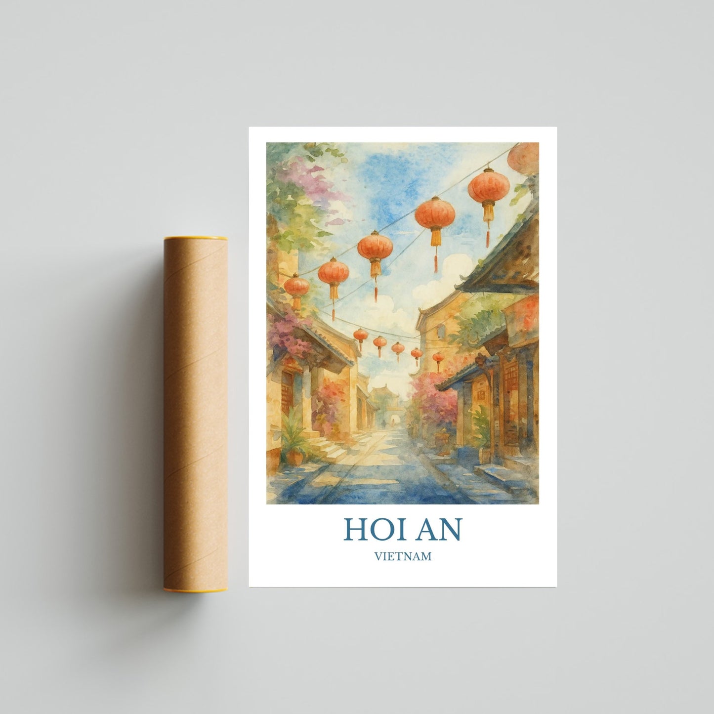 Hoi An, Watercolor design poster, Vietnam Print, Hoi An Wall Art