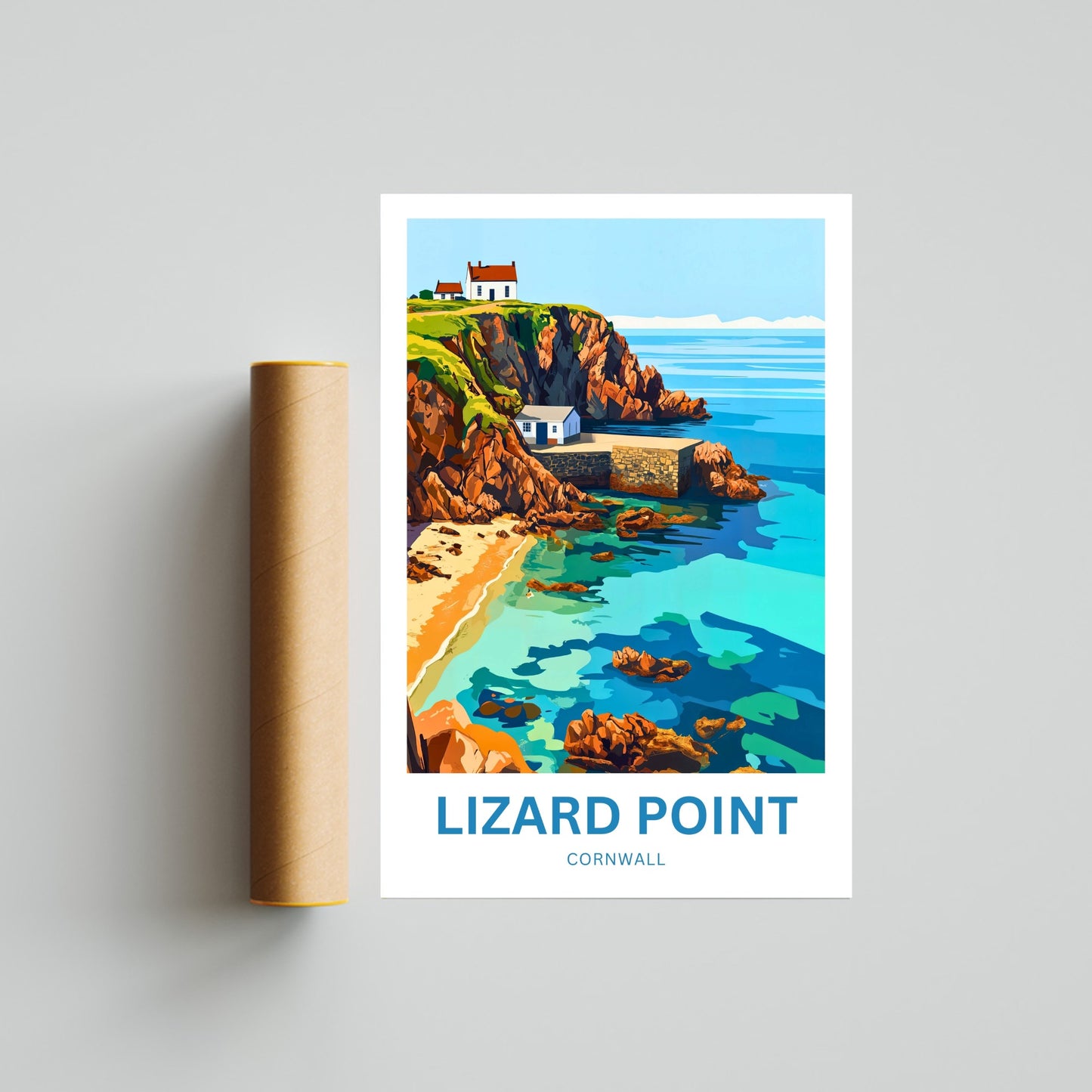 Lizard Point Travel Poster - Cornwall Kynance Cove