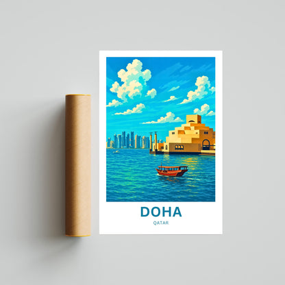 Doha Qatar Travel Poster - Iconic Islamic Museum