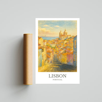 Lisbon, Watercolor design poster, Portugal Print, Lisbon Wall Art