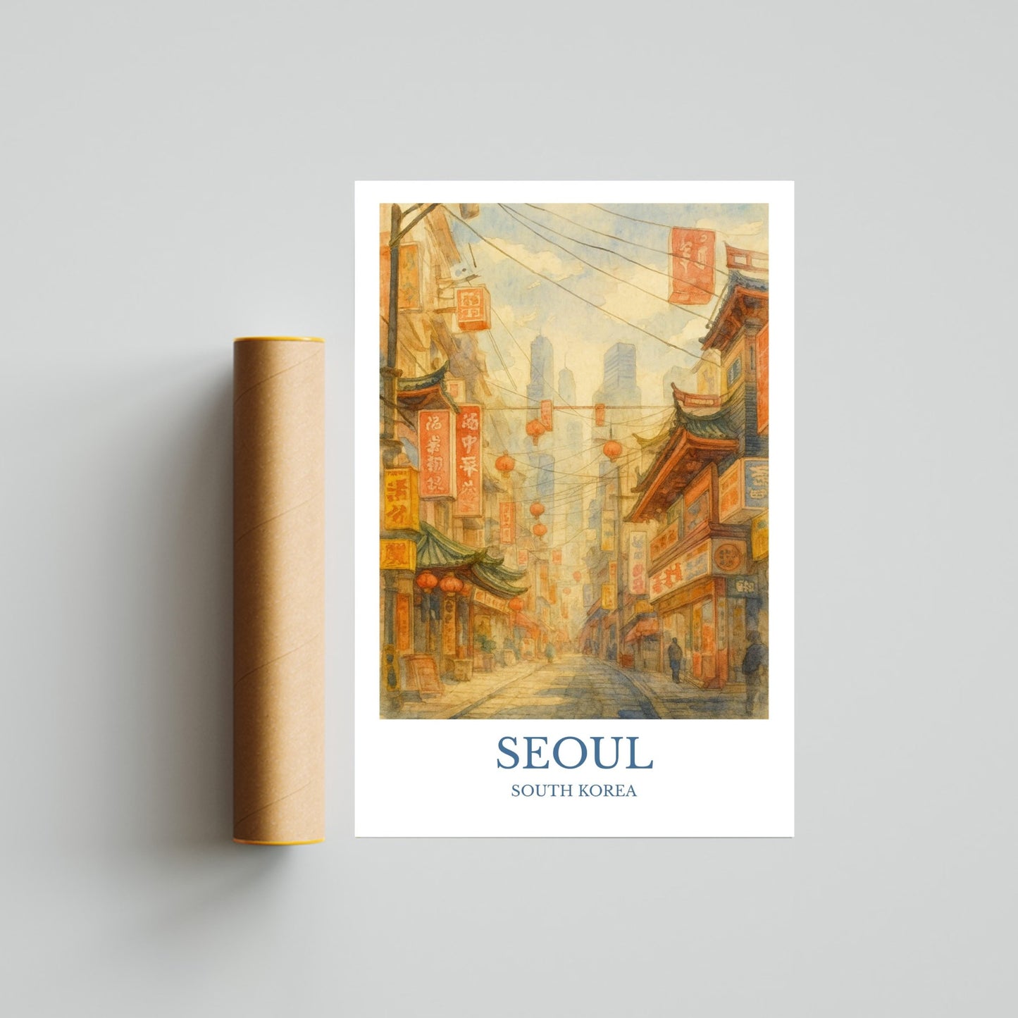 Captivating Seoul, Watercolor design poster, South Korea  Print, Seoul Wall Art