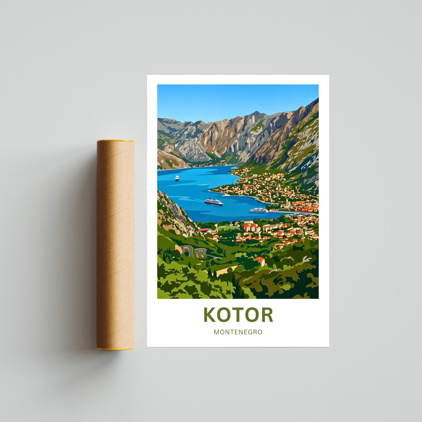 Kotor Travel Poster -   Montenegro Aerial View